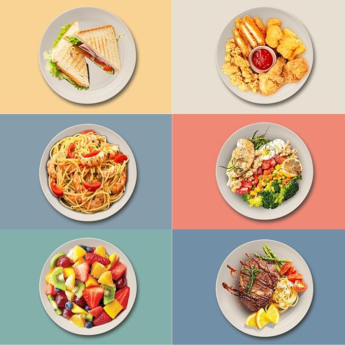 OAMCEG Wheat Straw Plates 12 Pack 9 Inch Unbreakable Plastic Plates Reusable, Dishwasher & Microwave Safe Wheat Straw Dinnerware Sets Kid-Friendly for Kitchen Outdoor Camping Salad, Beige