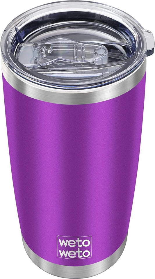 WETOWETO 20oz Insulated Stainless Steel Tumbler, Double Wall Vacuum Leak-proof Travel Coffee Mug, Powder Coated Water Cup (Purple, 1 Pack)