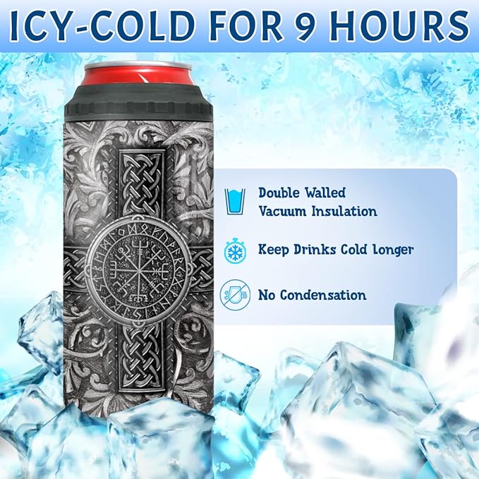 winorax Viking Gifts For Men Dad Nordic Vikings Tumbler 4-in-1 Design 16oz Stainless Steel Insulated Tumblers Coffee Travel Mug Cup Gift For Fathers Day Birthday Christmas