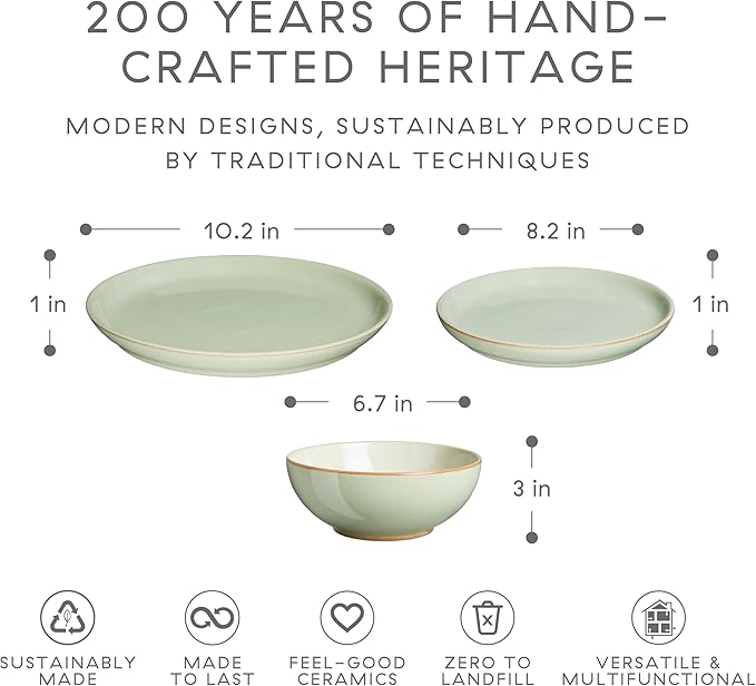 Denby - Heritage Orchard Coupe Dinner Set For 4-12 Piece Simple Ceramic Stoneware Tableware Set - Dishwasher Microwave Oven Safe - Scratch Chip Resistant