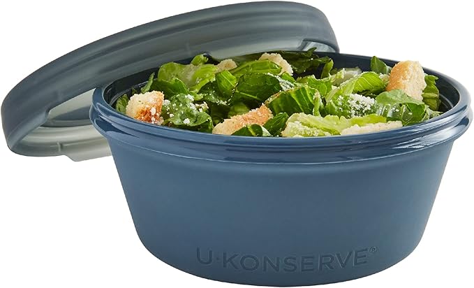 U Konserve Platinum Silicone Food Storage Bento Box Dual Seal Container - Leak Proof, Shatter Proof, Dishwasher Safe, Plastic Free - 20oz (Night Harvest)