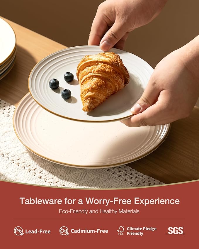 Famiware Jupiter Dinnerware Set with Pasta Bowl, Plates and Double Bowls Dish Sets for 4 (16 Pieces), Microwave and Dishwasher Safe, Chip and Scratch Resistant, Multi-color