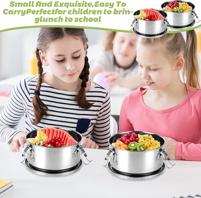 4 PCS 304 Stainless Steel Lunch Boxes, 36 Oz Food Storage Containers With Lids, Portable Metal Lunch Containers for Travel, Work, and Home-Leftover Storage