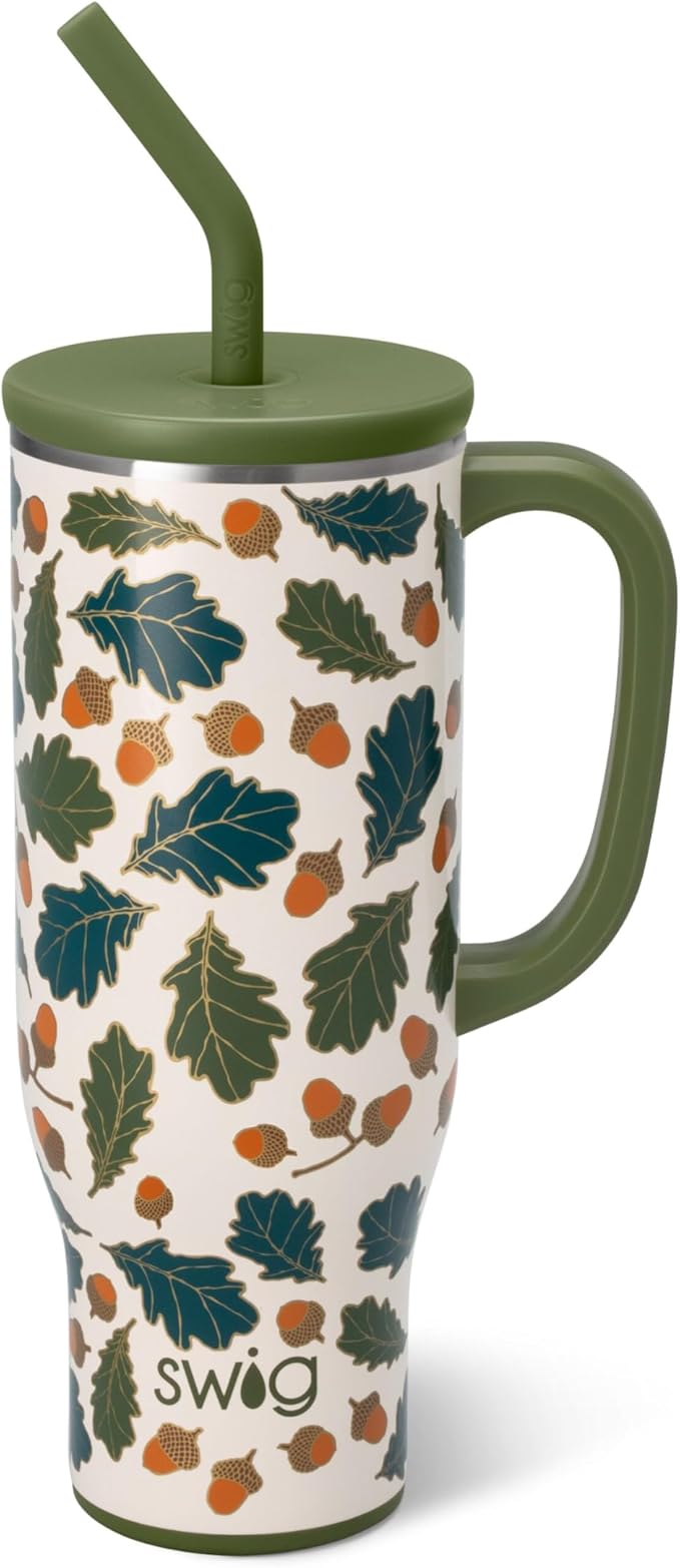 Swig Life 30oz Mega Mug, 30oz Tumbler with Handle and Straw, Large Insulated Tumblers, Cup Holder Friendly Travel Mug, Stainless Steel 30 oz Tumbler, Reusable Insulated Water Bottle (Autumn Breeze)