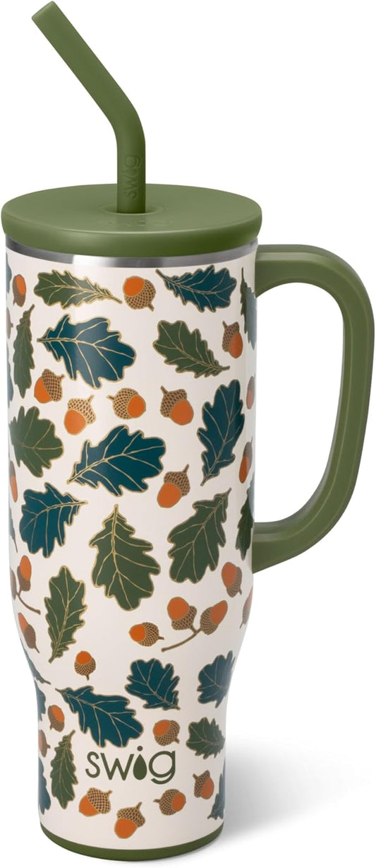 Swig Life 30oz Mega Mug, 30oz Tumbler with Handle and Straw, Large Insulated Tumblers, Cup Holder Friendly Travel Mug, Stainless Steel 30 oz Tumbler, Reusable Insulated Water Bottle (Autumn Breeze)