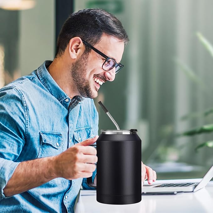 32 oz Insulated Coffee Mug Tumbler - w/ Handle, 2-in-1 Straw & Chug Lid, Silicone Boot, Double Wall Vacuum Insulated Tumblers Cups 32oz, Leak Proof Stainless Steel Water Bottle Work Home Travel Mugs