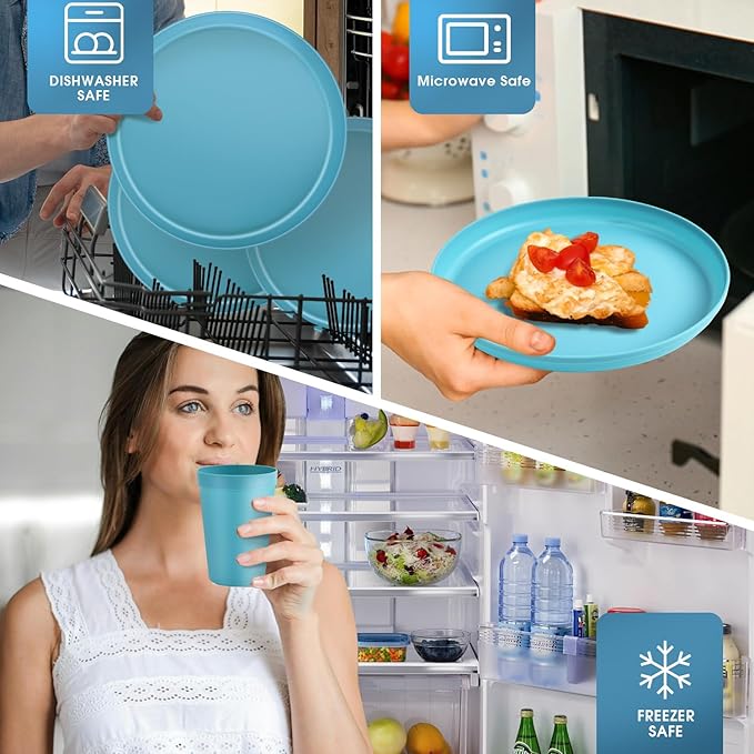 40-Piece Unbreakable Kids Dinnerware Set for Toddlers & Children, BPA-Free & Easy-Clean PP Plates and Bowls, Microwave & Dishwasher Safe, Complete Family Pack (Service for 8)