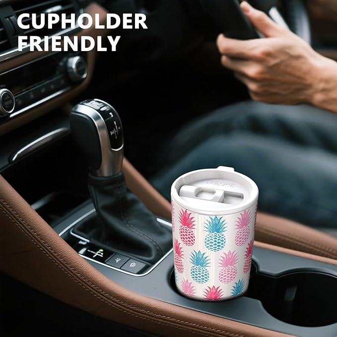 TILUCK 20 oz Tumbler with Leak-Proof Lid, Vacuum Insulated Stainless Steel Coffee Mug, Double-Walled Travel Tumbler for Hot and Cold Drinks(Pineapple, 20oz)