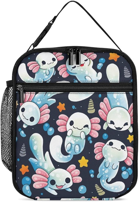 Axolotl Lunch Box 10 Inch Reusable Insulated Axolotl Lunch Bag