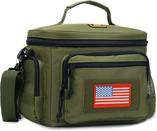 ATRIPACK Lunch Box for Men, Tactical Lunch Bag MOLLE Webbing Leakproof Insulated Large Lunch Cooler Women Adult Meal with Adjustable Shoulder Strap Durable Lunch Pail (Green)
