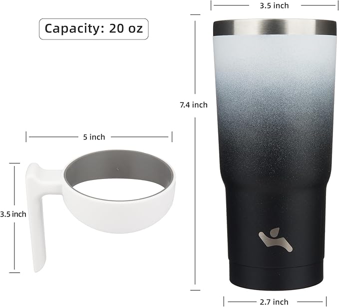 20 oz Tumbler with Handle and 2 Straw 2 Lid, Insulated Water Bottle Stainless Steel Vacuum Cup Reusable Travel Mug,Day Night