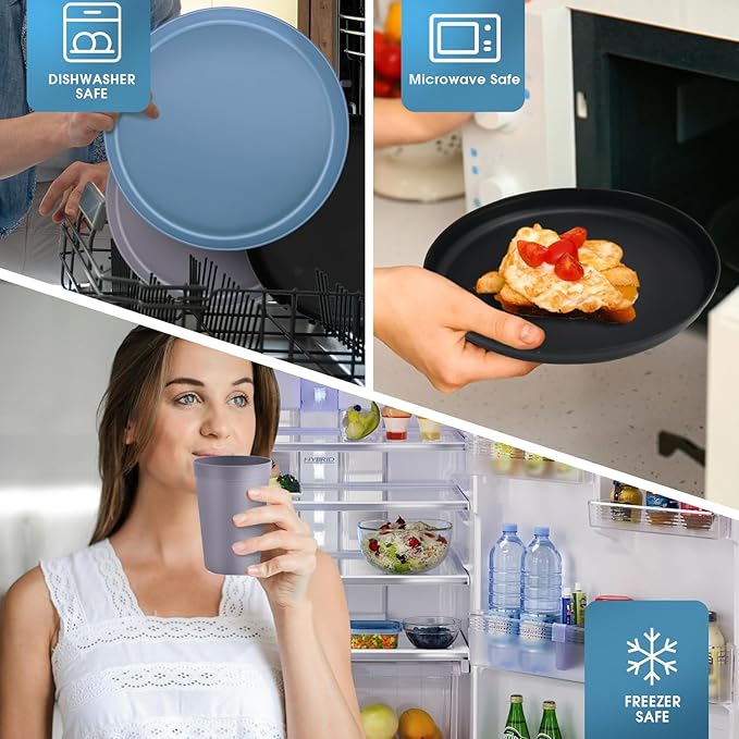 40-Piece Unbreakable Kids Dinnerware Set for Toddlers & Children, BPA-Free & Easy-Clean PP Plates and Bowls, Microwave & Dishwasher Safe, Complete Family Pack (Service for 8)