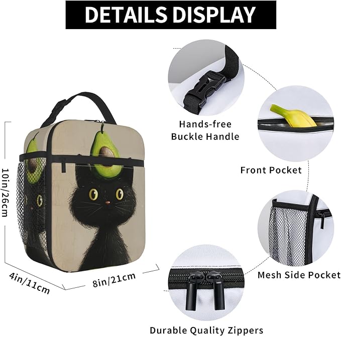 Avocado Insulated Lunch Box for Women Men Avocado Lunch Bag for Work,Picnic,Travel,Hiking,Beach Polyester