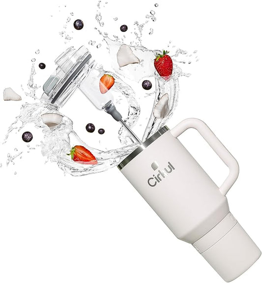 Cirkul 40oz. Pearl Stainless Steel Tumbler with Handle, All-Day StrawSip™, Double-Wall Insulated
