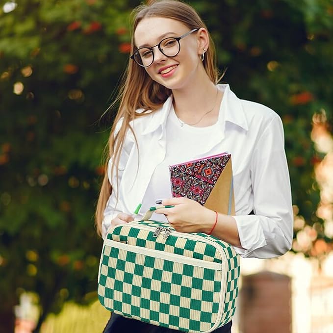 Bluboon Kids Girls Lunch Bag Insulated Lunch Box for school Corduroy Lunch Cooler Organizer School Kids Lunch Tote