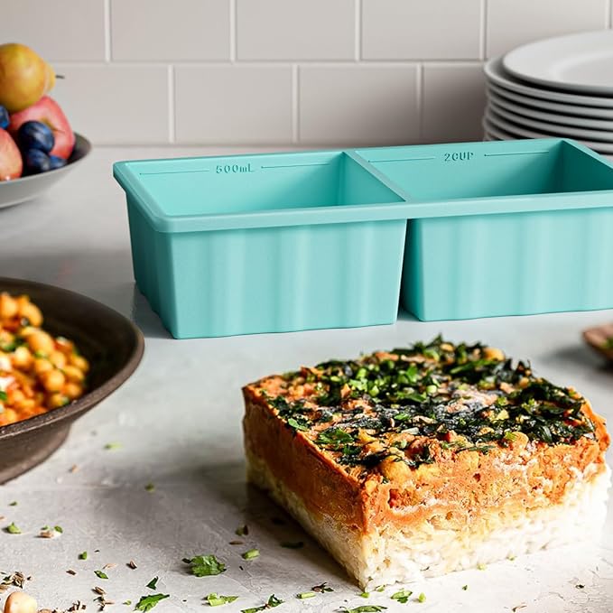 Silicone Freezer Tray for Soup Ice Cubes: 2-Cup Freezing Tray with Lid for Meal Prep - 2Pack Silicon Soup Portion Freeze Trays Make Stock Souped Ice Cube