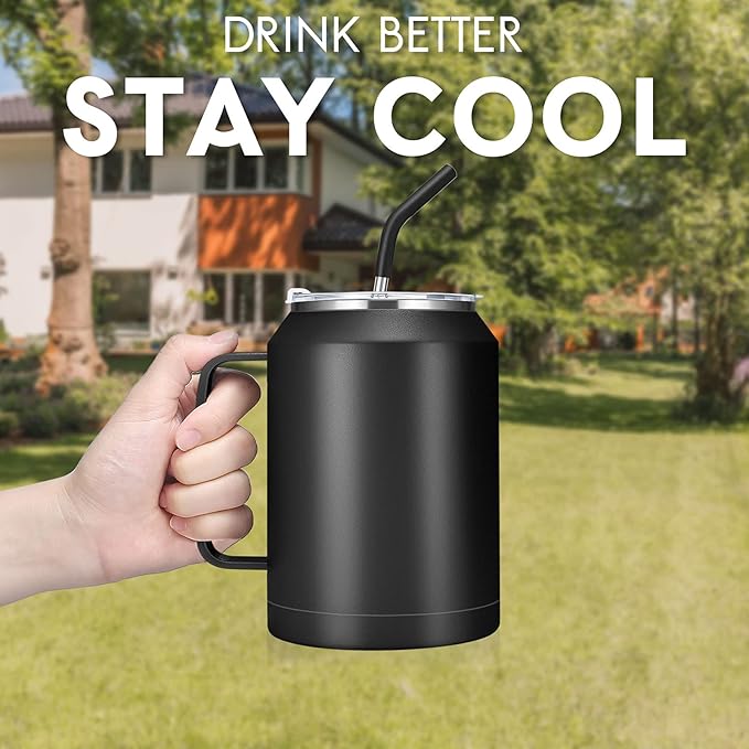 Zenbo 50 oz Mug Tumbler – Stainless Steel Vacuum Insulated Mug with Handle,Lid and Straw,Keeps Drinks Cold up to 36 Hours – Sweat-Proof Body, Dishwasher Safe