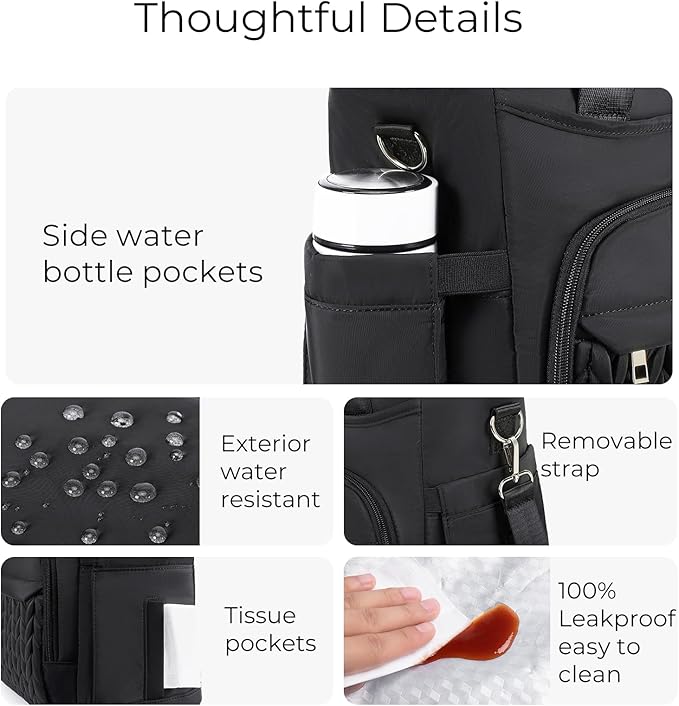 AIJIEKE Insulated Lunch Bag for Men Women, Lunch Box, Lunch Tote for Work, Large Leak Proof Cooler Bag with Removable Strap, Reusable Adult Lunchbag, Picnic, Office, Beach (A.Black)