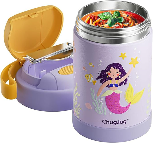 15 oz Soup Thermo for Hot Food Kids Insulated Food Jar with Spoon, Lunch Thermo Container, Width Mouth Vacuum Stainless Steel Food Thermo for School Travel, Leakproof, Easy to Open(Purple