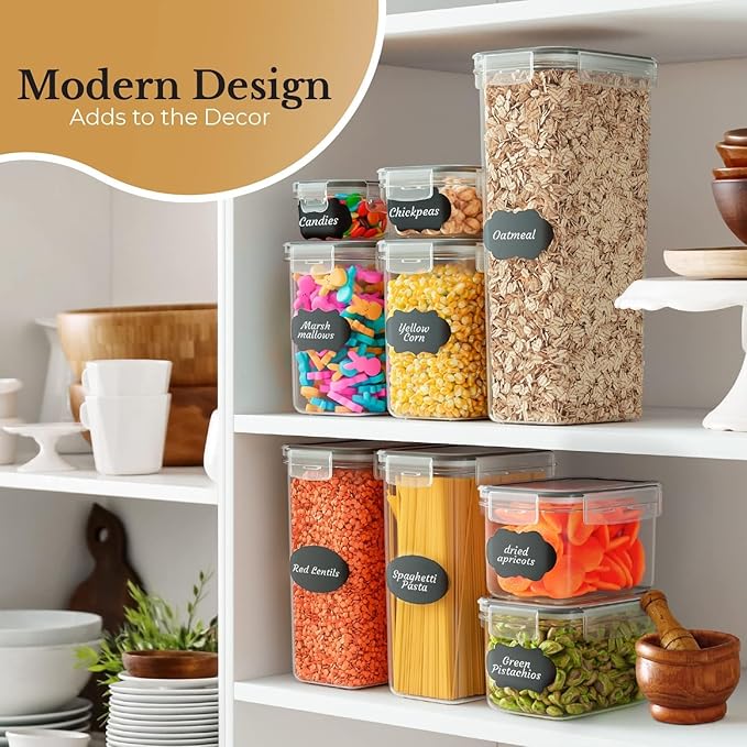 Chef's Path Ultra Large - 48 Pack Food Storage Containers | Kitchen and Pantry Organization Canisters for Cereal, Dry Food, Flour and Sugar, BPA Free, Includes 24 Labels