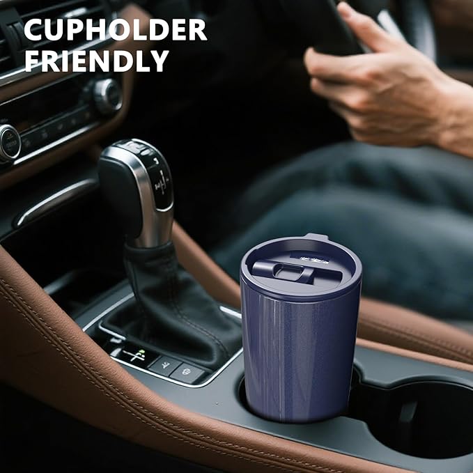 TILUCK 20 oz Tumbler with Leak-Proof Lid, Vacuum Insulated Stainless Steel Coffee Mug, Double-Walled Travel Tumbler for Hot and Cold Drinks(GlitterNavy, 20oz)