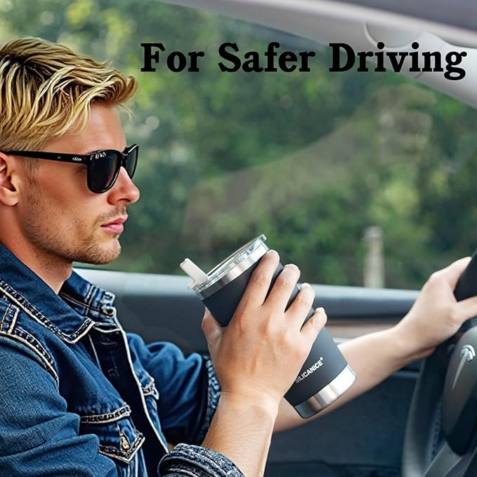 Soft Gray 20 oz Stainless Steel Vacuum Insulated Tumbler with Lid,Durable Travel Coffee Mugs Cups,Dishwasher Safe, Leak Proof,Cold And Hot Coffee Bottle,Easy Cleaning,Silicone Coating Soft Touch,men