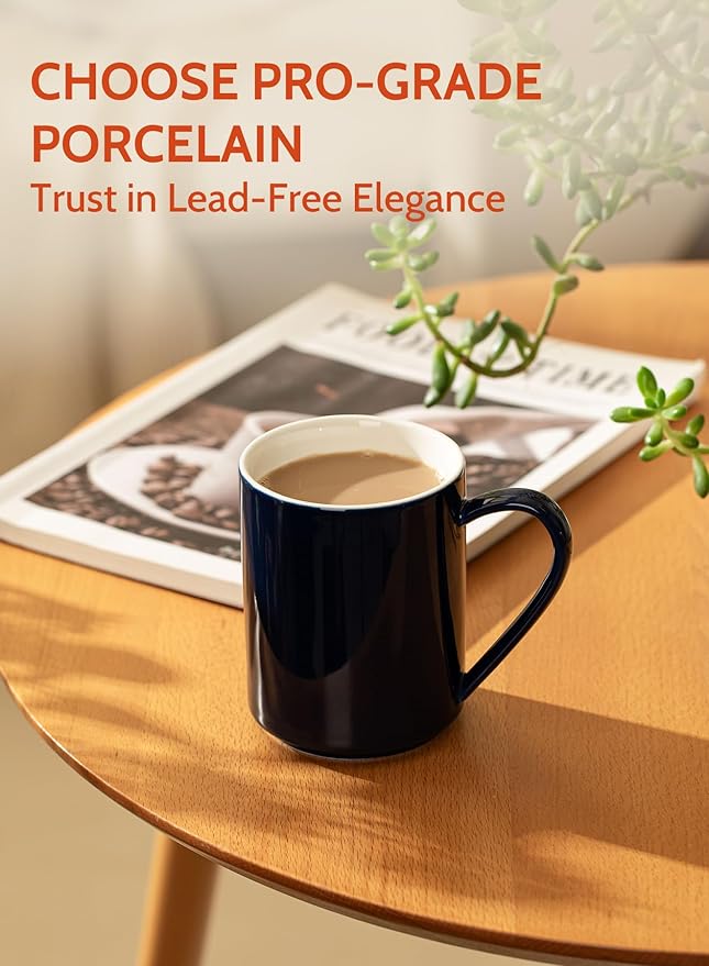 Sweese Coffee Mug, Porcelain 11 Oz Coffee Mugs Set of 6, Ceramic Coffee Cups with Handle for Coffee, Tea, Cocoa and Mulled Drinks - Multicolor, Cool Assorted Colors