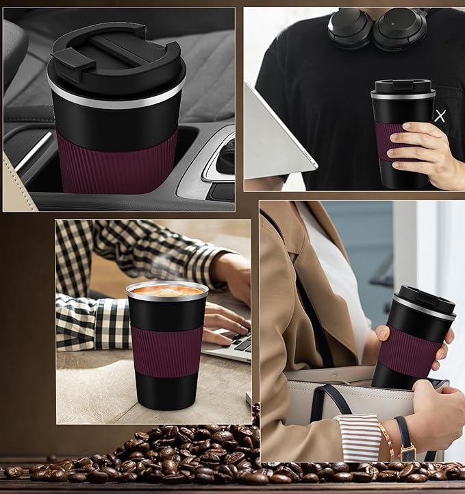 KETIEE Travel Mug 12oz, Insulated Coffee Mug with Leakproof Lid, Travel Coffee Mug Vacuum Stainless Steel Double Walled Reusable Coffee Cup for Hot and Iced Coffee Tea Water