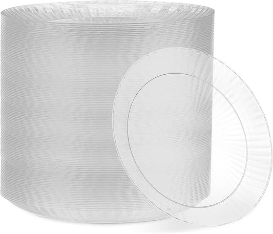 PLASTICPRO 240 Pack Crystal Like Clear Disposable 7 inch Plastic Plates Dinner Dishes Plates for Special Occasions Parties