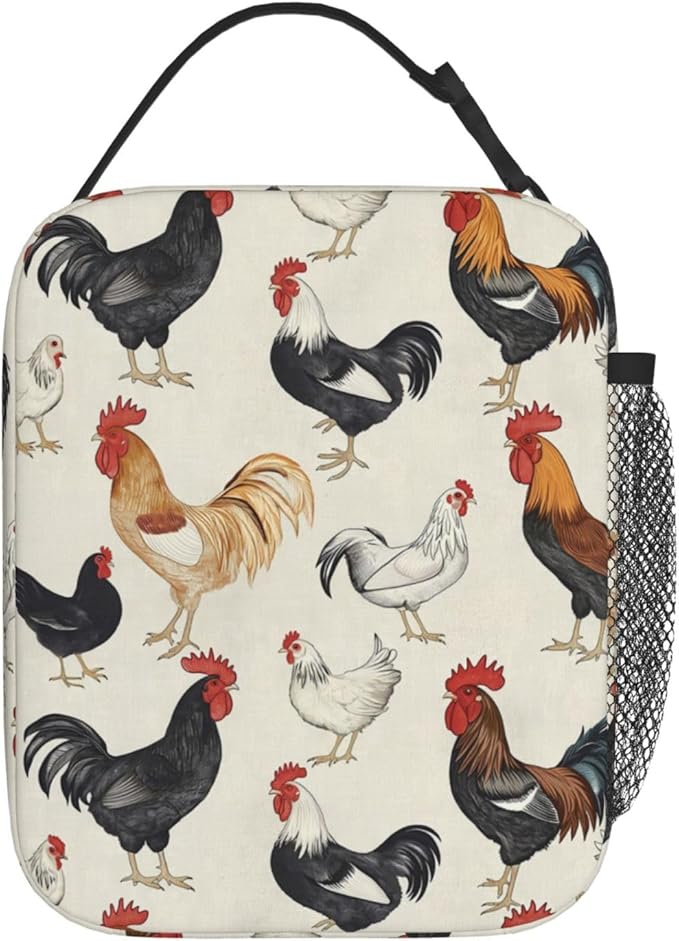 Chicken Lunch Box for Adults Women Girls Boys Kids Cute Animal Lunch Box Insulated Cooler Reusable Lunch Bag Container Gifts for Work Office Picnic Travel School