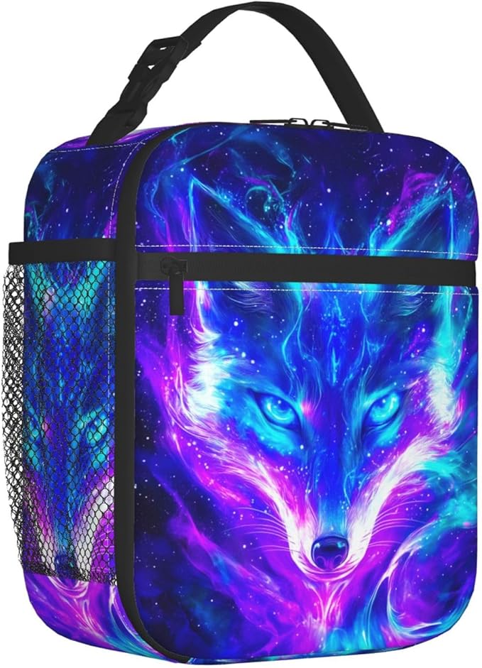 Wolf Lunch Box for Girls Women Men Wolf Insulated Lunch Bag Animal Lunchbox Anime Thermal Reusable Lunch Cooler Totes Meal Tote Kit for School Picnic Work Office Hiking