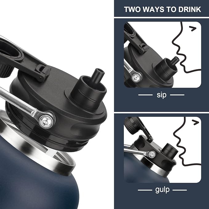 Zenbo One Gallon Jug with Straw, 128 oz Double Wall Vacuum Insulated Sports Water Bottle, Keeps Cold up to 48 Hours, Leak-Proof & Sweat-Proof Stainless Steel Water Jug for Gym, Outdoor & Camping