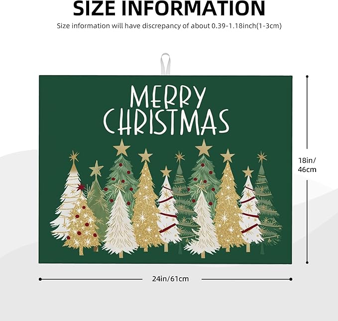 Christmas Dish Drying Mat for kitchen Counter Microfiber Merry Christmas Dish Drying Mat for Dishes Absorbent Reversible Large Kitchen Dish Drying Pad Rack Mat 18x24 Inch