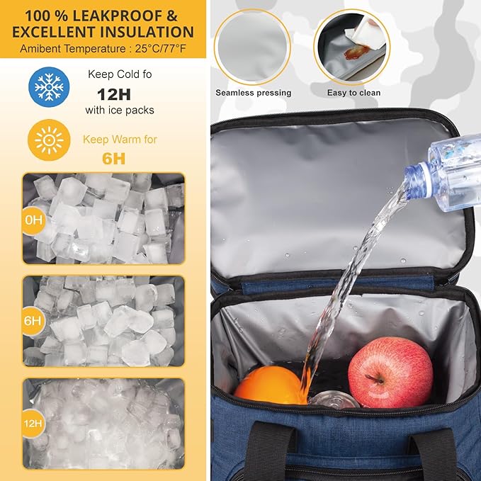 Tactical Backpack Cooler,Lunch Backpack for Men Adults Work with Handle，Soft Cooler Backpack Insulated Waterproof Leak Proof