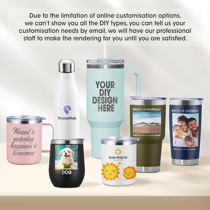 Personalized Custom Tumbler Print in USA 30oz Stainless Steel Coffee Cup with Lid & Straw Double Wall Insulated Tumbler with Colorful Text Logo Photo