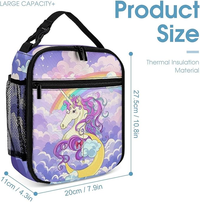 Unicorn Lunch Box 10 Inch Reusable Insulated Unicorn Lunch Bag