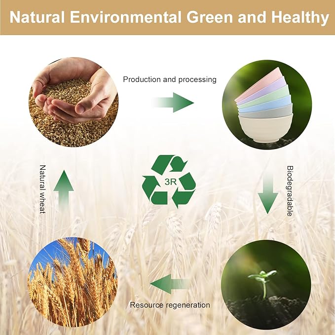 Wheat Straw Bowls Set 60 OZ Unbreakable Large Cereal Bowls Set of 6 Microwave and Dishwasher Safe Bowls Big Bowls for Dorm and Apartment BPA Free Soup Bowl for Serving Oatmeal and Salad Etc…