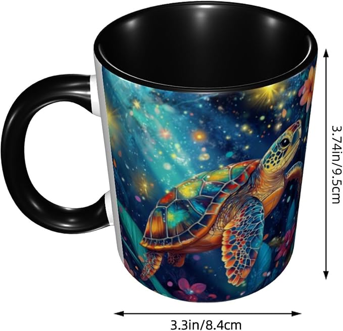 Yrebyou Sea Turtle Coffee Mug Funny Tea Cup Ceramic Mugs 11OZ with Handle Gifts for Women Men Home Office Decor