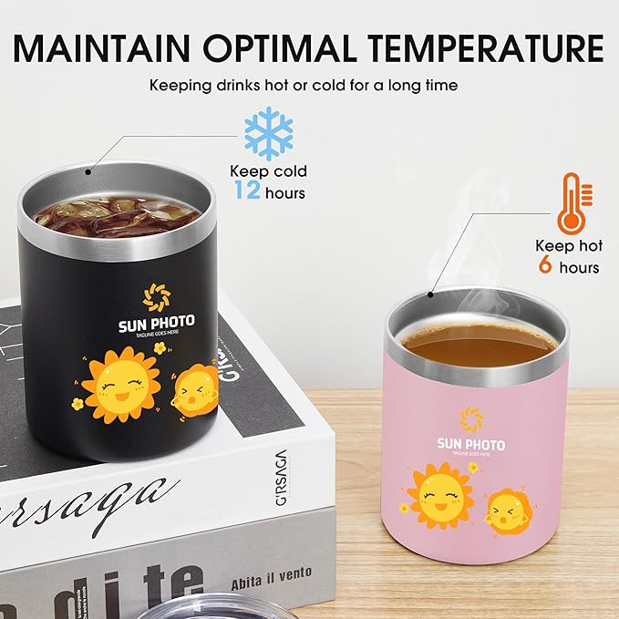 Personalized Custom Tumbler Print in USA 12oz 100Pcs Stainless Steel Travel Coffee Cup with Lid & Straw Double Wall Insulated Mug With Colorful Text Logo Photo
