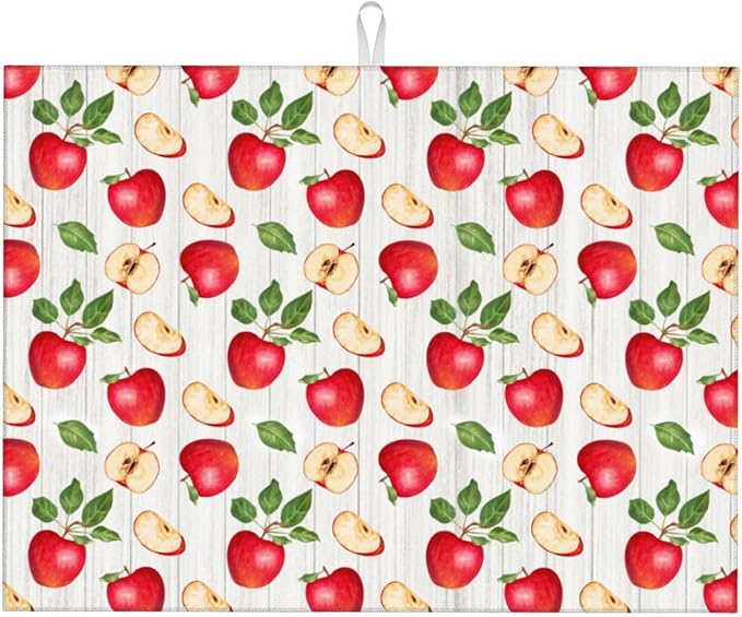 Apple Orchard Wood Grain Dish Drying Mat 18x24 For Kitchen Counter Absorbent Microfiber Dishes Pad Dish Drainer Rack Mats Fast Dry Kitchen Accessories