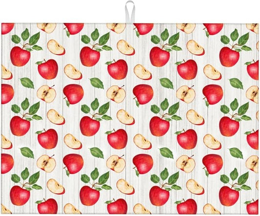 Apple Orchard Wood Grain Dish Drying Mat 18x24 For Kitchen Counter Absorbent Microfiber Dishes Pad Dish Drainer Rack Mats Fast Dry Kitchen Accessories