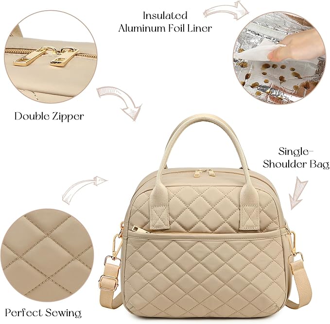 CAMTOP Lunch Box for Women Men Insulated Lunch Bag Lunch Tote Bag Leakproof Thermal Cooler Large Capacity for Travel Work School Picnic (Z-Khaki)