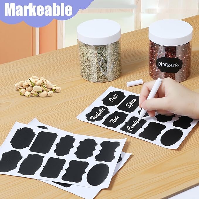 Plastic Jars with Lids,Airtight Container Ideal For Dry Food, Honey Jam, Peanut Butter,Cosmetics, Cream, Bathroom and Storage Included Extra Label and A Pen (30 PCS White Lids)