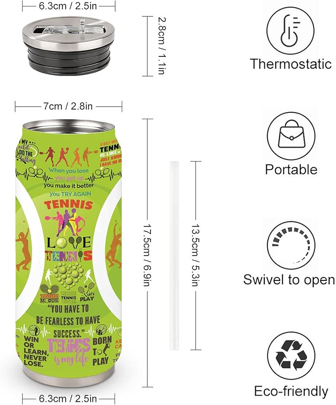 Tennis Tumbler Cup Travel Mug With Lid,Tennis Lover Birthday Gifts Stainless Steel Vacuum Coffee Mug Cup Tennis Gifts For Women Men 17 Oz