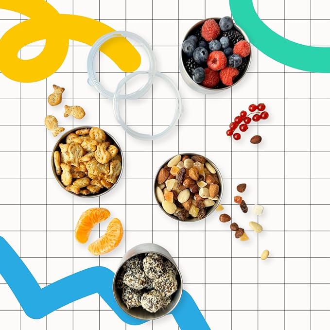 TAVVA 4 X 7oz Stainless Steel Containers with Lids - Leakproof w/Silicone Lids - BPA Free - Dishwasher & Freezer Safe - Portable & Reusable - Stainless Steel Storage Food Snack Containers