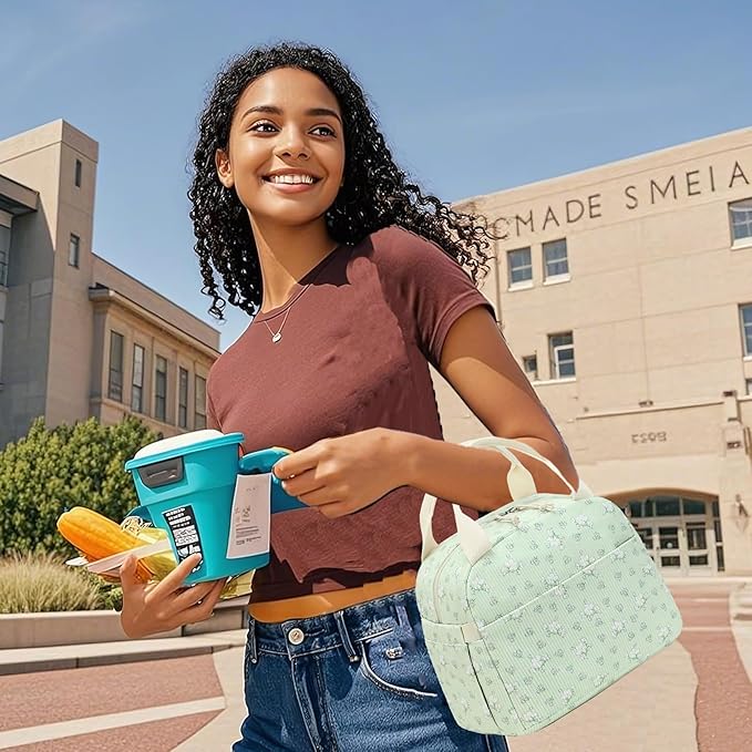 Bluboon Lunch Bag for Women Men Cute Corduroy Lunch Tote Bags Reusable Insulated Lunch Box Large Capacity Reusable Insulated Cooler for Work Picnic or Travel