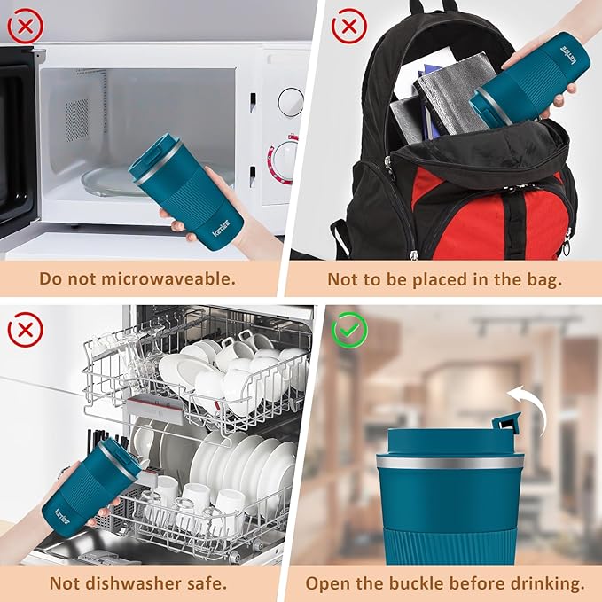 KETIEE Travel Coffee Mug 12oz: Insulated Coffee Cup with Leakproof Lid, Coffee Tumbler, Reusable Coffee Cups with Seal Lid, Vacuum Stainless Steel Coffee Mug to Go for Hot/Ice Coffee Tea (Blue)