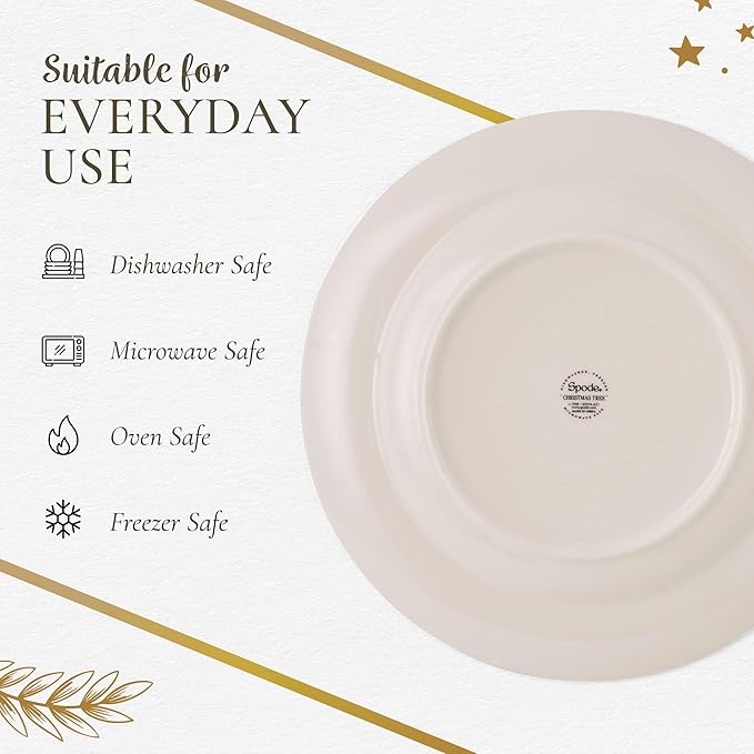 Spode Christmas Tree 12-Piece Dinnerware Set (Service for 4) - Festive Holiday Tableware with Plates & Mugs - Fine Earthenware Christmas Dinnerware - Microwave & Dishwasher Safe
