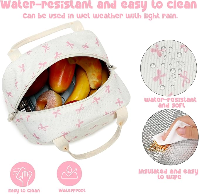 Bluboon Lunch Bag for Women Men Cute Corduroy Lunch Tote Bags Reusable Insulated Lunch Box Large Capacity Reusable Insulated Cooler for Work Picnic or Travel