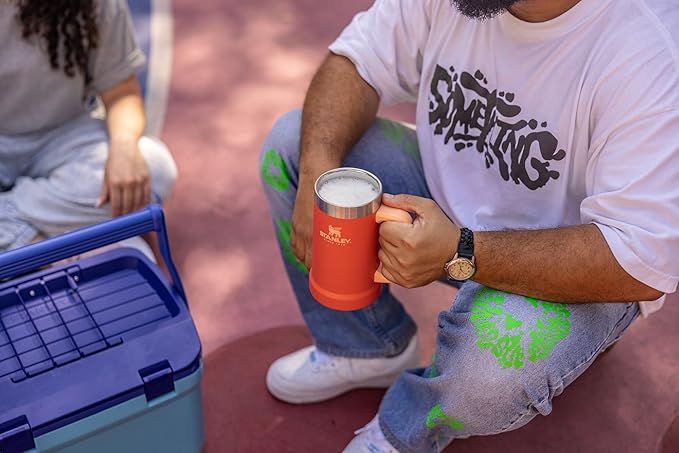 Stanley Stay-Chill Beer Stein 24 oz | Heavy Duty Big Grip Handle | Beer Tumbler Drink Cup, Holds 2 Cans | Insulated Stainless Steel Party Mug | BPA-Free